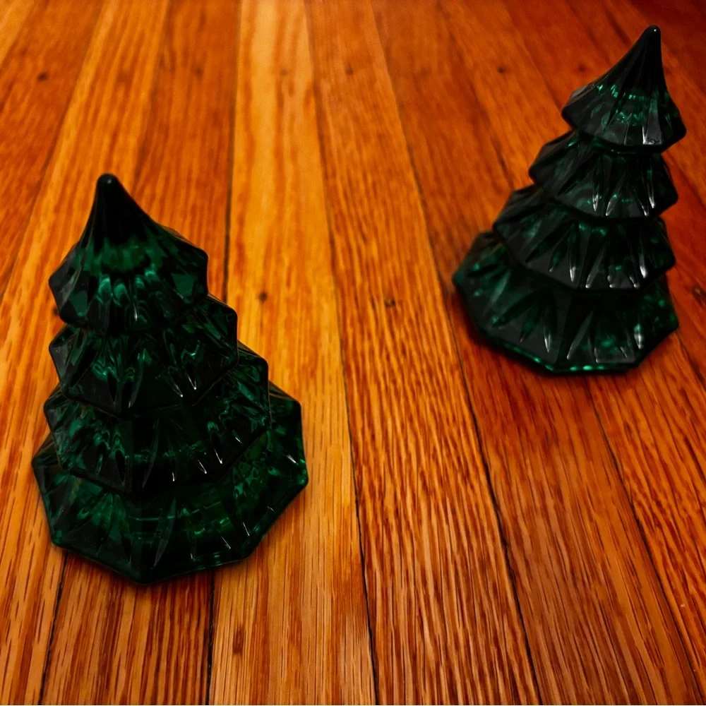 nachtmann riedel glassworks crystal green christmas trees set 2 made in germany - Picture 2 of 3